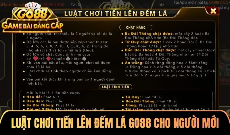 Luật chơi Tiến lên đếm lá Go88 cho người mới